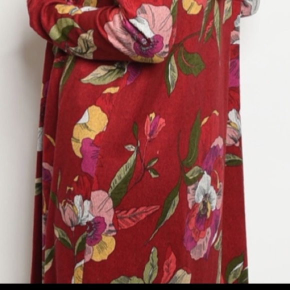 Floral Burgundy Duster Cardigan - Picture 4 of 4